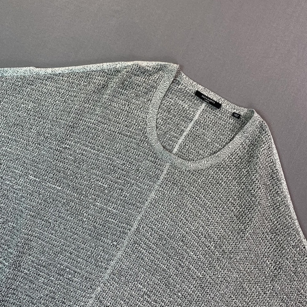 AllSaints Sweater Women Large Gray‎ Open Knit Levita Twist Tee Boxy Streetwear